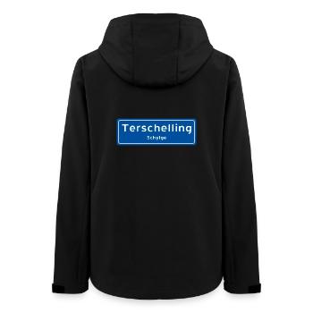 Terschelling Ortsschild - Frauen Recycelte Softshelljacke von Stanley/Stella - Schwarz - Hinten - AI Model Female 172 light (172cm)