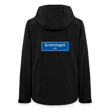 Groningen 050 Ortsschild - Frauen Recycelte Softshelljacke von Stanley/Stella - Schwarz - Hinten - AI Model Female 172 light (172cm)