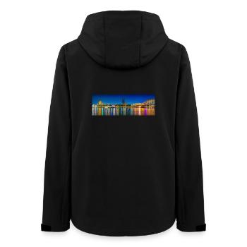 Nachtansicht Köln am Rhein - Frauen Recycelte Softshelljacke von Stanley/Stella - Schwarz - Hinten - AI Model Female 172 light (172cm)