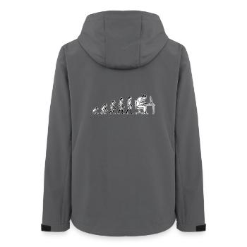 Evolution endet am Computer – Humor Design - Frauen Recycelte Softshelljacke von Stanley/Stella - Anthrazit - Hinten - AI Model Female 172 light (172cm)