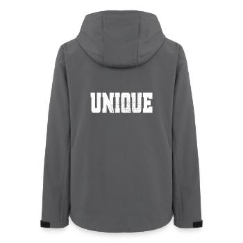Unique Einzigartig Unikat Selbstwert Einzig Artig - Frauen Recycelte Softshelljacke von Stanley/Stella - Anthrazit - Hinten - AI Model Female 172 light (172cm)