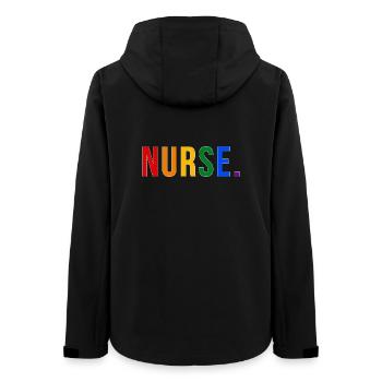 NURSE Rainbow Typography LGBTQ Pride Design - Frauen Recycelte Softshelljacke von Stanley/Stella - Schwarz - Hinten - AI Model Female 172 light (172cm)