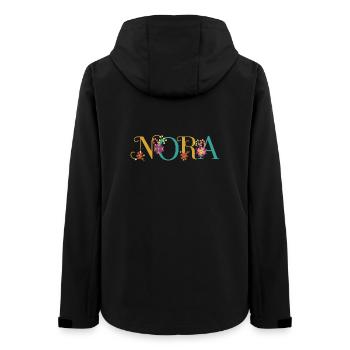 NORA Namenskunst mit Blumen bestickt - Frauen Recycelte Softshelljacke von Stanley/Stella - Schwarz - Hinten - AI Model Female 172 light (172cm)