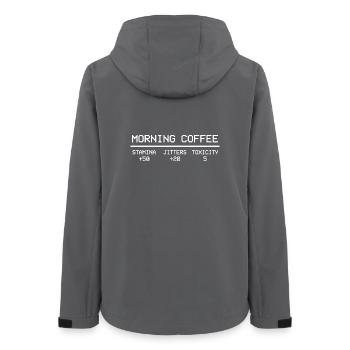 Morning Coffee Gamer Stats Pixel Humor - Women’s Recycled Softshell Jacket by Stanley/Stella - anthracite - Back - AI Model Female 172 light (172cm)