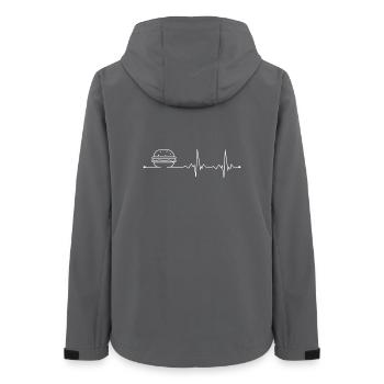 Illustration de lignes Burger Pulse - Veste softshell femme recyclée Stanley/Stella - charbon - Dos - AI Model Female 172 light (172cm)