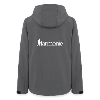 HARMONIE ! (famille, papa, maman, enfants) blanc - Veste softshell femme recyclée Stanley/Stella - charbon - Dos - AI Model Female 172 light (172cm)