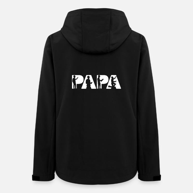 Papa Engineer Construction Silhouettes - Women’s Recycled Softshell Jacket by Stanley/Stella - black