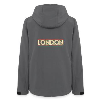 LONDON Néon Rétro sur Bandes Colorées - Veste softshell femme recyclée Stanley/Stella - charbon - Dos - AI Model Female 172 light (172cm)