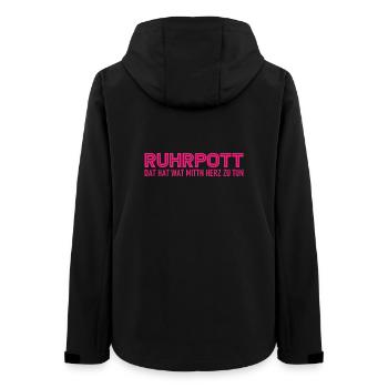 Ruhrpott - Dat hat wat mittn Herz zu tun - Zeche - Frauen Recycelte Softshelljacke von Stanley/Stella - Schwarz - Hinten - AI Model Female 172 light (172cm)