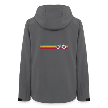 Rayures de vélo arc-en-ciel rétro - Veste softshell femme recyclée Stanley/Stella - charbon - Dos - AI Model Female 172 light (172cm)