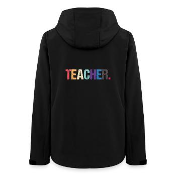 Colorful TEACHER design - Women’s Recycled Softshell Jacket by Stanley/Stella - black - Back - AI Model Female 172 light (172cm)