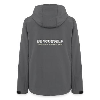 Be Yourself – Motivational Tee - Women’s Recycled Softshell Jacket by Stanley/Stella - anthracite - Back - AI Model Female 172 light (172cm)