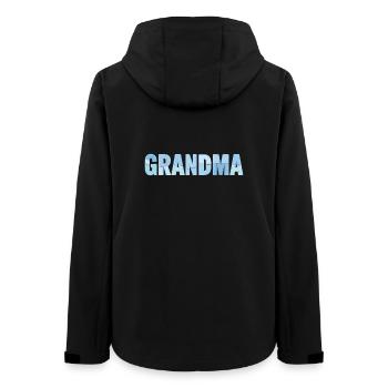 Nähte der Oma – Blau gestickt Patchwork - Frauen Recycelte Softshelljacke von Stanley/Stella - Schwarz - Hinten - AI Model Female 172 light (172cm)