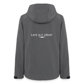 Late but great – Funny Unpunctual Saying - Women’s Recycled Softshell Jacket by Stanley/Stella - anthracite - Back - AI Model Female 172 light (172cm)
