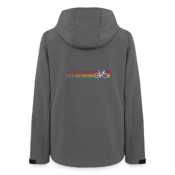 Motif de vélo arc-en-ciel vibrant - Veste softshell femme recyclée Stanley/Stella - charbon - Dos - AI Model Female 172 light (172cm)
