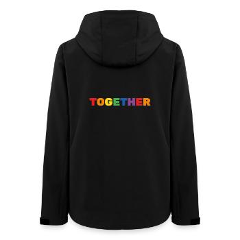 TOGETHER Regenbogen Schriftzug LGBTQ+ - Frauen Recycelte Softshelljacke von Stanley/Stella - Schwarz - Hinten - AI Model Female 172 light (172cm)
