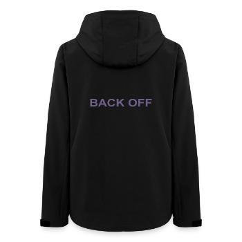 Back Off Funny Saying - Women’s Recycled Softshell Jacket by Stanley/Stella - black - Back - AI Model Female 172 light (172cm)