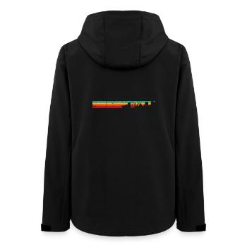 Regenbogen Skyline Silhouette - Frauen Recycelte Softshelljacke von Stanley/Stella - Schwarz - Hinten - AI Model Female 172 light (172cm)