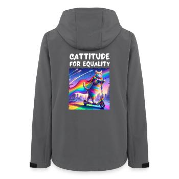 Schwulenstolz. Cattitude für Gleichberechtigung - Frauen Recycelte Softshelljacke von Stanley/Stella - Anthrazit - Hinten - AI Model Female 172 light (172cm)