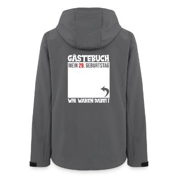 Gästebuch 29. Geburtstag – Wir Warten - Frauen Recycelte Softshelljacke von Stanley/Stella - Anthrazit - Hinten - AI Model Female 172 light (172cm)