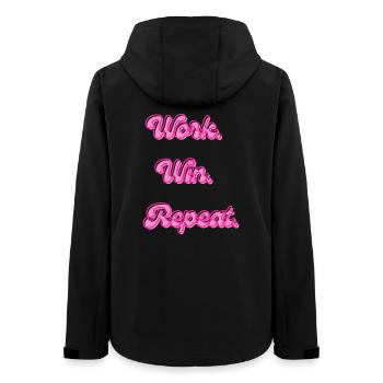 Travail gagnant-gagnant Répéter | Dicton motivant - Veste softshell femme recyclée Stanley/Stella - noir - Dos - AI Model Female 172 light (172cm)