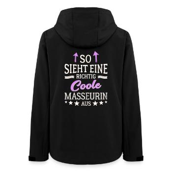 So sieht eine richtig coole Masseurin aus Massage - Frauen Recycelte Softshelljacke von Stanley/Stella - Schwarz - Hinten - AI Model Female 172 light (172cm)
