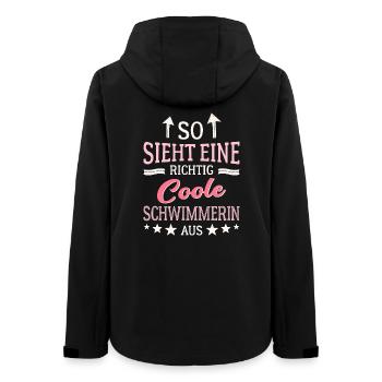 So sieht eine richtig coole Schwimmerin aus  - Frauen Recycelte Softshelljacke von Stanley/Stella - Schwarz - Hinten - AI Model Female 172 light (172cm)