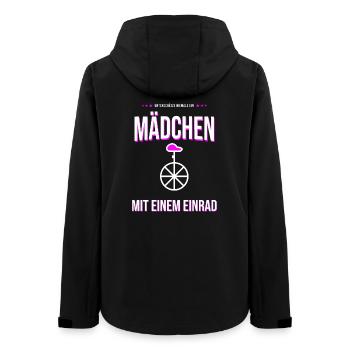 Mädchen mit Einrad Motiv – Mutig & Retro - Frauen Recycelte Softshelljacke von Stanley/Stella - Schwarz - Hinten - AI Model Female 172 light (172cm)