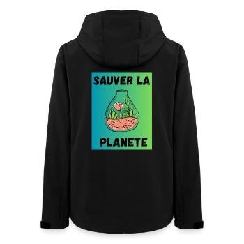 JOUR DE LA TERRE. ECOLOGIE. PLANETE. ENVIRONNEMENT - Veste softshell femme recyclée Stanley/Stella - noir - Dos - AI Model Female 172 light (172cm)