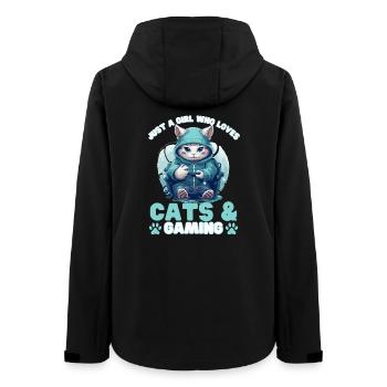 Just a Girl who Loves Cats and Gaming / Cute Cat - Frauen Recycelte Softshelljacke von Stanley/Stella - Schwarz - Hinten - AI Model Female 172 light (172cm)
