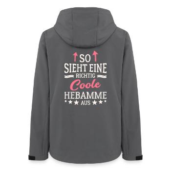 So sieht eine richtig coole Hebamme aus - Frauen Recycelte Softshelljacke von Stanley/Stella - Anthrazit - Hinten - AI Model Female 172 light (172cm)