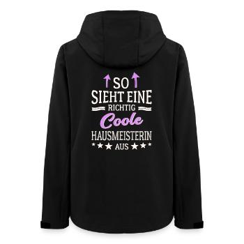 So sieht eine richtig coole Hausmeisterin aus - Frauen Recycelte Softshelljacke von Stanley/Stella - Schwarz - Hinten - AI Model Female 172 light (172cm)