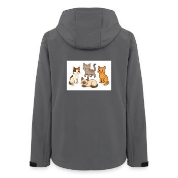 Chats Groupe de Quatre Dessin animé - Veste softshell femme recyclée Stanley/Stella - charbon - Dos - AI Model Female 172 light (172cm)