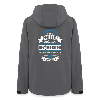 KFZ Meister Spruch Design - Frauen Recycelte Softshelljacke von Stanley/Stella - Anthrazit - Hinten - AI Model Female 172 light (172cm)