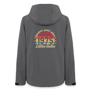 1975 April Birthday April 1975 - Women’s Recycled Softshell Jacket by Stanley/Stella - anthracite - Back - AI Model Female 172 light (172cm)