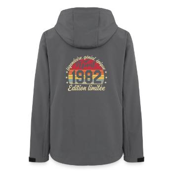 1982 avril Anniversaire avril 1982 - Veste softshell femme recyclée Stanley/Stella - charbon - Dos - AI Model Female 172 light (172cm)