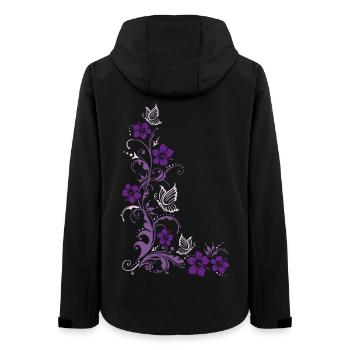 Hibiskus Blumen Schmetterlinge - Frauen Recycelte Softshelljacke von Stanley/Stella - Schwarz - Hinten - AI Model Female 172 light (172cm)