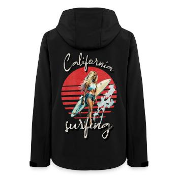 Californie Surf Rétro Sunset Surfer Fille - Veste softshell femme recyclée Stanley/Stella - noir - Dos - AI Model Female 172 light (172cm)