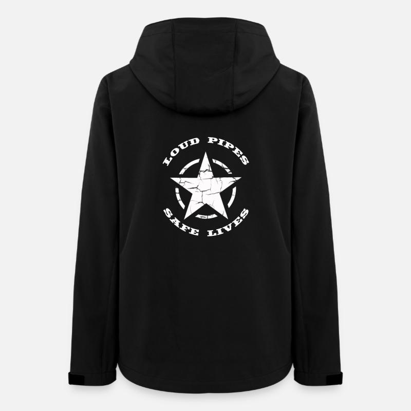 Loud Pipes Safe Lives Biker Design - Women’s Recycled Softshell Jacket by Stanley/Stella - black