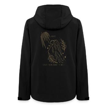 Gold Fine Line Woman Sun 666 – Love Yourself First - Women’s Recycled Softshell Jacket by Stanley/Stella - black - Back - AI Model Female 172 light (172cm)