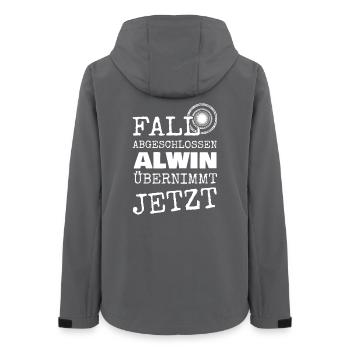 First name Alwin - Women’s Recycled Softshell Jacket by Stanley/Stella - anthracite - Back - AI Model Female 172 light (172cm)