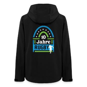 10 Jahre Rugby Jubiläum Rugbyspieler Jubi - Frauen Recycelte Softshelljacke von Stanley/Stella - Schwarz - Hinten - AI Model Female 172 light (172cm)