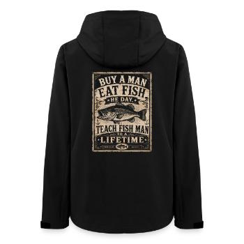 Vintage Peach Quote Humor | Fisherman Gift - Women’s Recycled Softshell Jacket by Stanley/Stella - black - Back - AI Model Female 172 light (172cm)