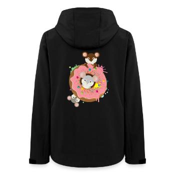 drei putzige Mäuse und ein Donut mit rosa Glasur - Frauen Recycelte Softshelljacke von Stanley/Stella - Schwarz - Hinten - AI Model Female 172 light (172cm)