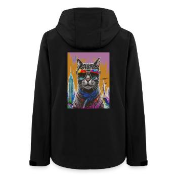 Urban Cat with Rainbow Shades - Frauen Recycelte Softshelljacke von Stanley/Stella - Schwarz - Hinten - AI Model Female 172 light (172cm)