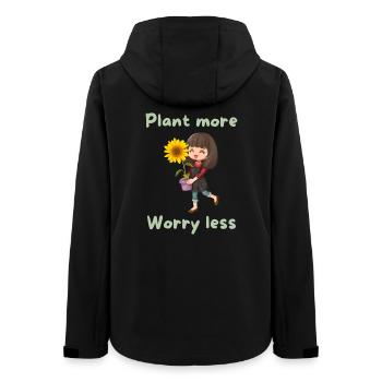 Plant more, worry less - Frauen Recycelte Softshelljacke von Stanley/Stella - Schwarz - Hinten - AI Model Female 172 light (172cm)