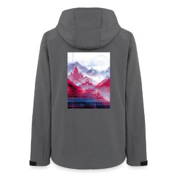 Psy-Art - Tempel über Berglandschaft - Frauen Recycelte Softshelljacke von Stanley/Stella - Anthrazit - Hinten - AI Model Female 172 light (172cm)