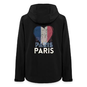 Badge retro, Paris France est ma ville natale - Veste softshell femme recyclée Stanley/Stella - noir - Dos - AI Model Female 172 light (172cm)