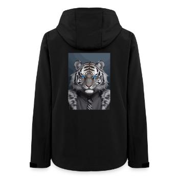 Tête de tigre royal noir et gris aux yeux bleus - Veste softshell femme recyclée Stanley/Stella - noir - Dos - AI Model Female 172 light (172cm)