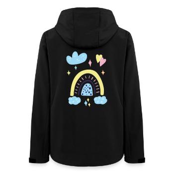 Pastellfarbene Regenbogen-Traumlandschaft - Frauen Recycelte Softshelljacke von Stanley/Stella - Schwarz - Hinten - AI Model Female 172 light (172cm)